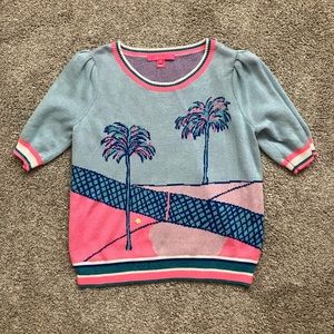 Lilly Pulitzer Vivie Sweater Medium Ravello Blue Perfect Match Intarsia